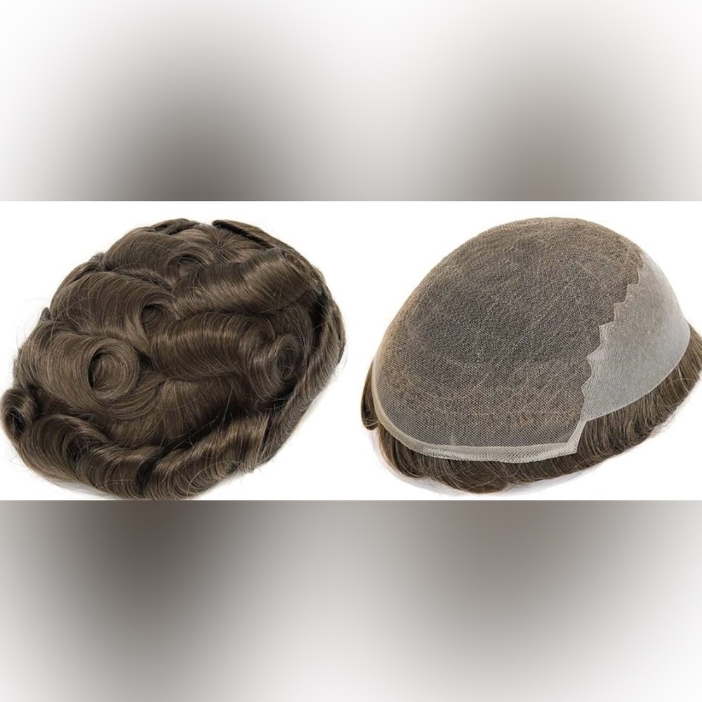 Light Brown Remy Human Hair 8x10 Swiss Lace Toupee Hair Unit